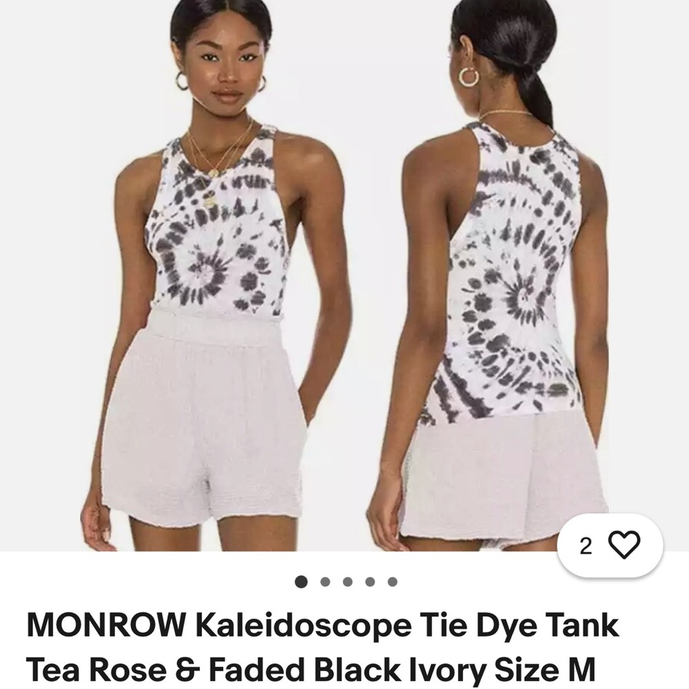 Monrow Tie Dye Tank Top - Black and White